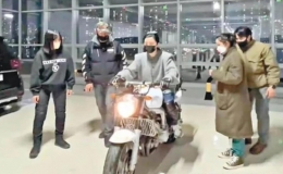 范冰冰在微博分享學(xué)電單車的花絮