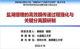 國家重點研發(fā)計劃青年科學家項目“鹽湖提鋰的高效膜傳遞過程強化