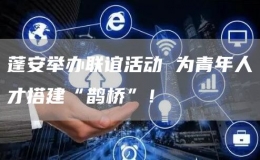 蓬安舉辦聯(lián)誼活動(dòng) 為青年人才搭建“鵲橋”！