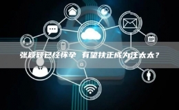 張穎穎已經(jīng)懷孕 有望扶正成為汪太太？