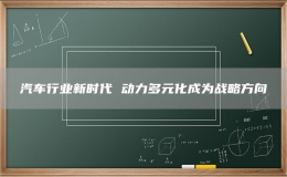 汽車行業(yè)新時代 動力多元化成為戰(zhàn)略方向