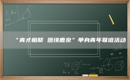 “青才相聚 團緣鹿泉”單身青年聯(lián)誼活動