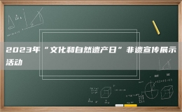 2023年“文化和自然遺產(chǎn)日”非遺宣傳展示活動